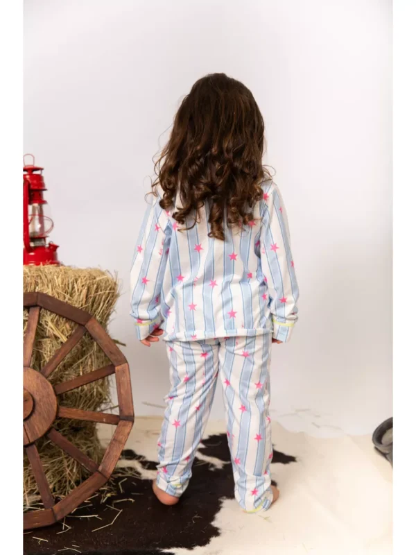 Pijama Infantil Americano Longo Listrado Estrelas - Imagem 4