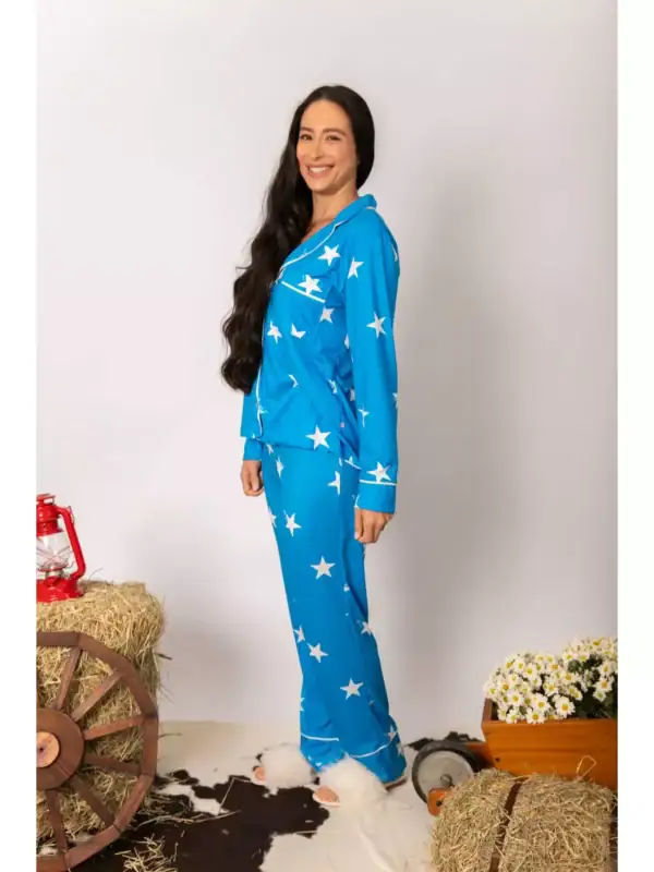 Pijama Feminino Americano Longo Estrelas - Imagem 3