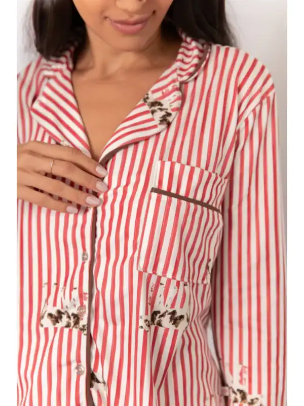Pijama Feminino Americano Longo Listrado Vacas