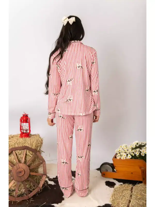 Pijama Feminino Americano Longo Listrado Vacas - Imagem 2