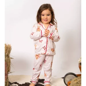 Pijama Infantil Americano Longo Ursos Laços