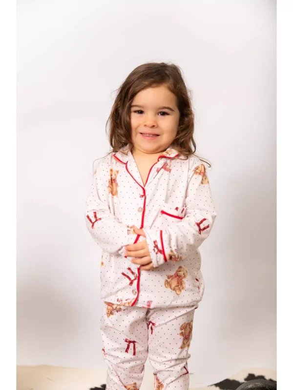 Pijama Infantil Americano Longo Ursos Laços - Imagem 4