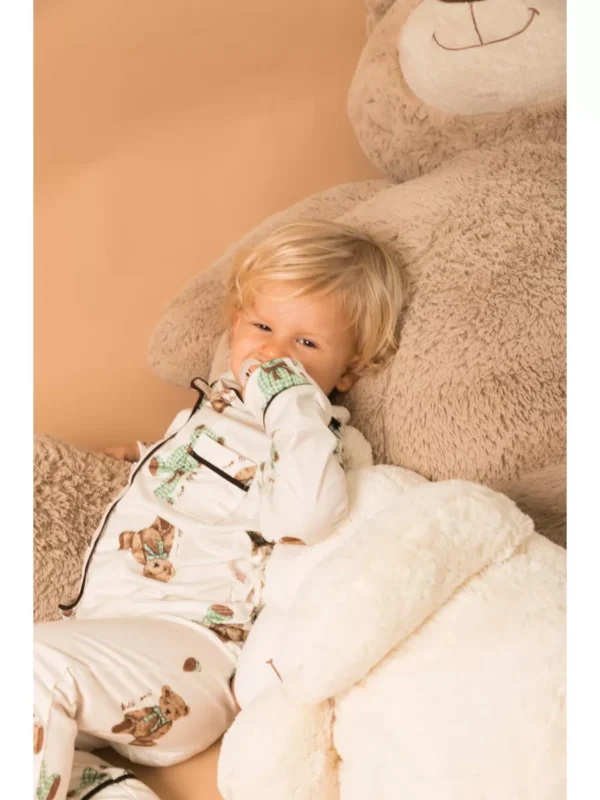 Pijama Infantil Americano Longo Ursos Verde - Imagem 3