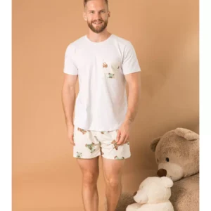 Pijama Masculino Curto Ursos Verde