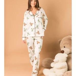 Pijama Feminino Americano Longo Ursos Verde